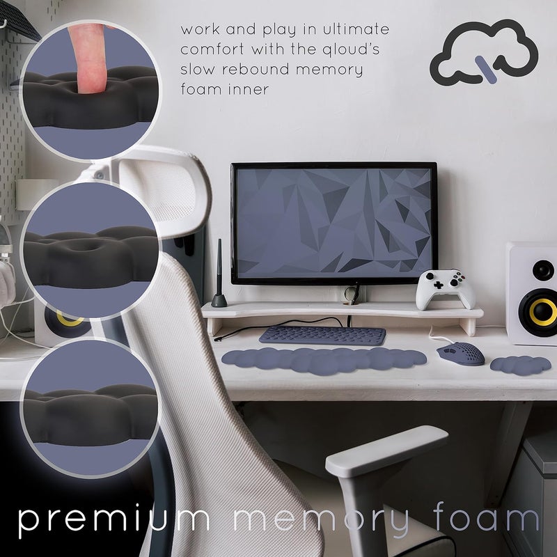 Create-ables Qloud Cloud Wrist Rest Keyboard Wrist Rest for Computer Keyboard Pad, Cloud Keyboard Wrist Rest, Wrist Pad for Keyboard, Memory Foam, Non Slip Base, Comes with Mouse Pad - Slate Blue - Image 5